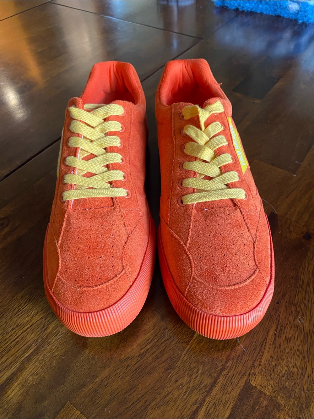True Religion men’s Orange Sneakers with Yellow Laces